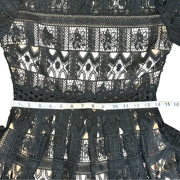 Alexis Lula Guipure Lace Eyelet Short Sleeve Mini Dress Black Women’s Medium - Picture 10 of 11